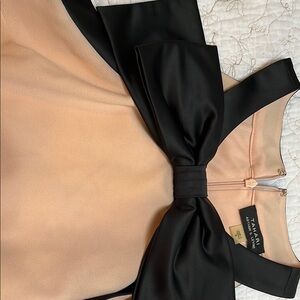 Tahari Peach and Black Bow Dress